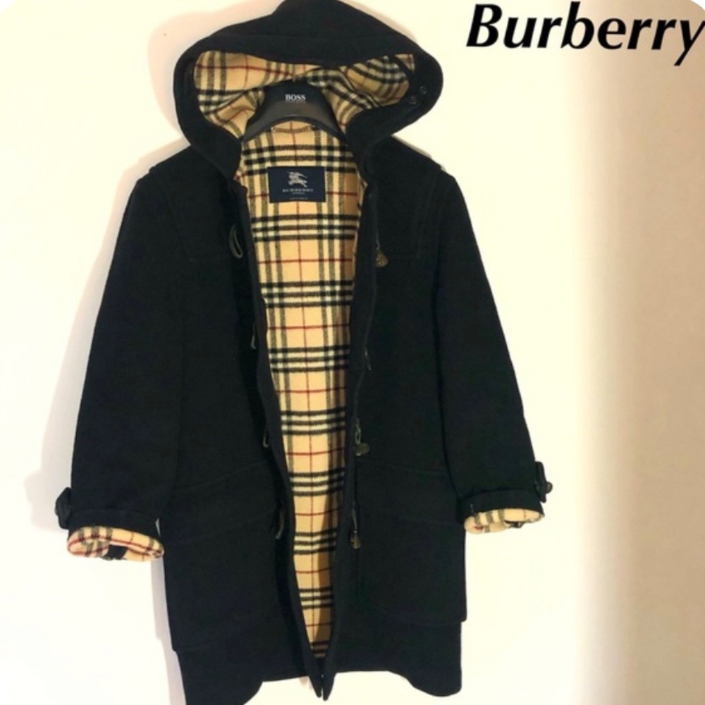 Burberry Check Overcoat in Black
